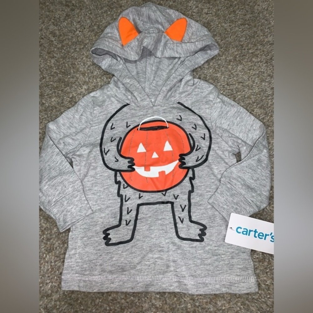 Halloween Pumpkin T-Shirt Hoodie for 3 month babies
